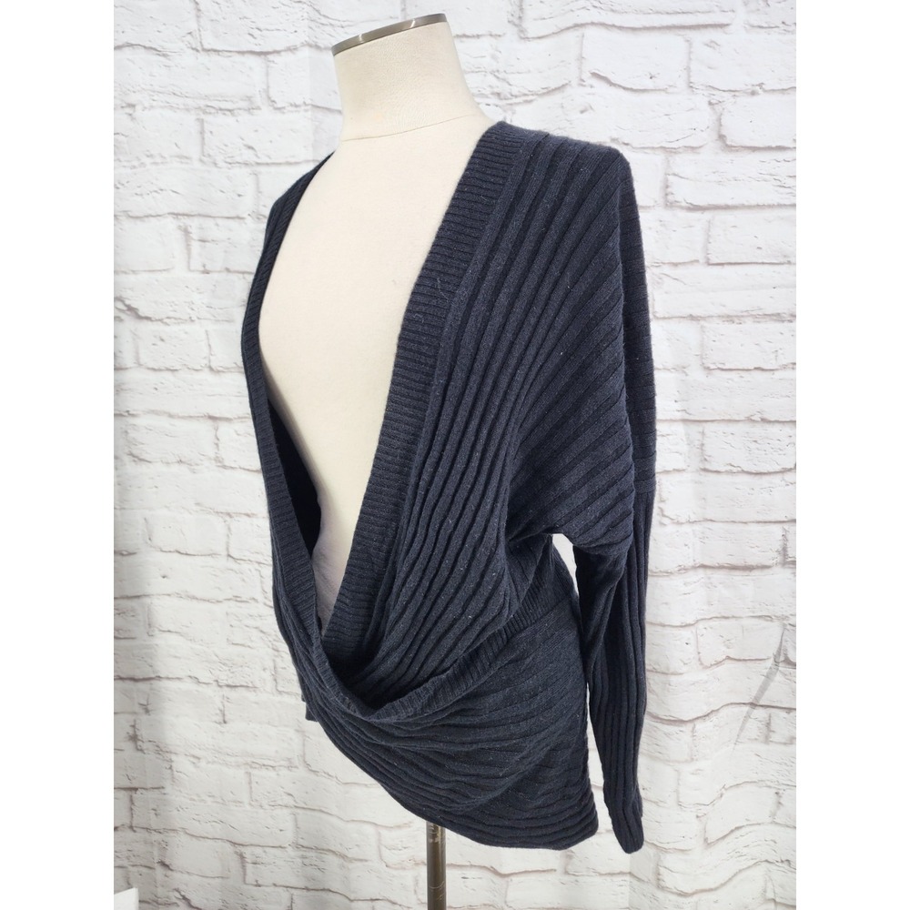 Cashmere Blend‎ Sweater Indie Sleaze Wrap Cyber Grunge Ribbed Knit Wool Size XS